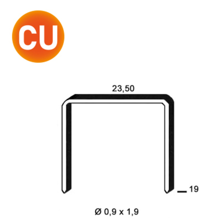 10000 AGRAFES JK590-19 MM CUIVRÉES - ASLAFIX - 400517