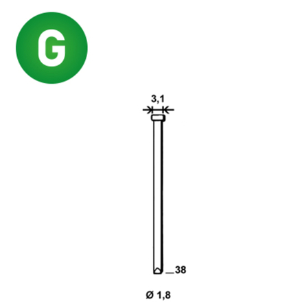 10000 Pointes fines BRADS DA-38 MM GALVA - ASLAFIX - 6DA382