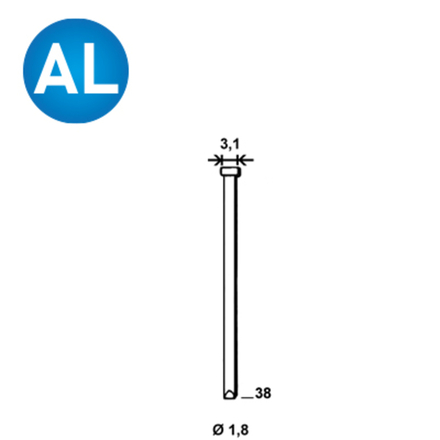 3780 Pointes fines BRADS DA-38 MM ALUMINIUM - ASLAFIX - 6DA388
