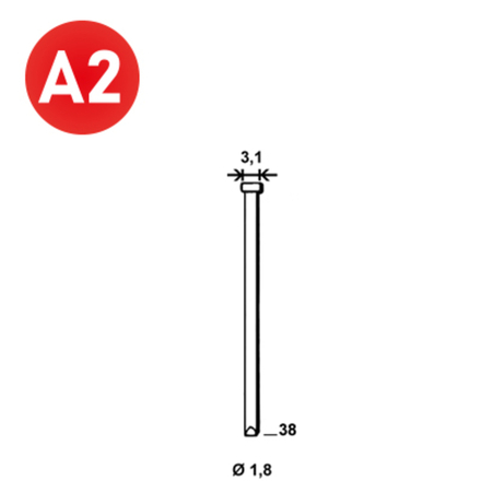 5000 Pointes fines BRADS DA-38 MM INOX - ASLAFIX - 6DA389