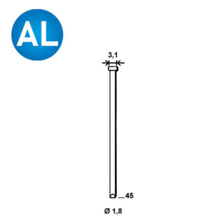 3780 Pointes fines BRADS DA-45 MM ALUMINIUM - ASLAFIX - 6DA458