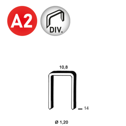 4800 AGRAFES GB-14 DIVERINOX - ASLAFIX - 6GB148