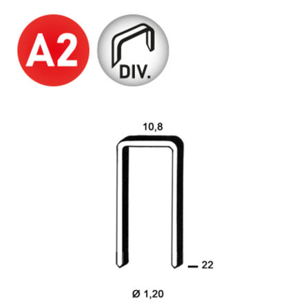 2400 AGRAFES GB-22 DIVERINOX - ASLAFIX - 6GB228