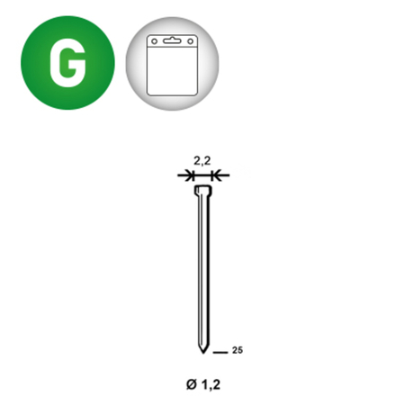 Pointes fines MINIBRADS J-25 GALVA BLISTER 1200 - ASLAFIX - 6J-251BL