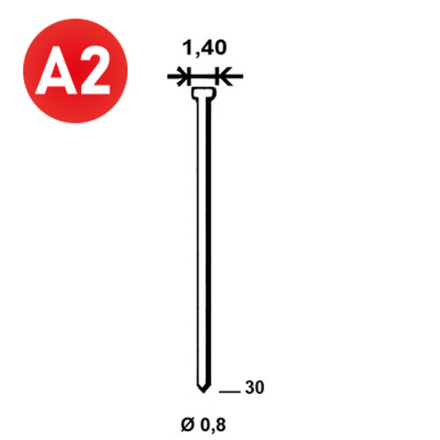 14000 POINTES MICROPointes fines BRADS JA-30 INOX - ASLAFIX - 6JA309