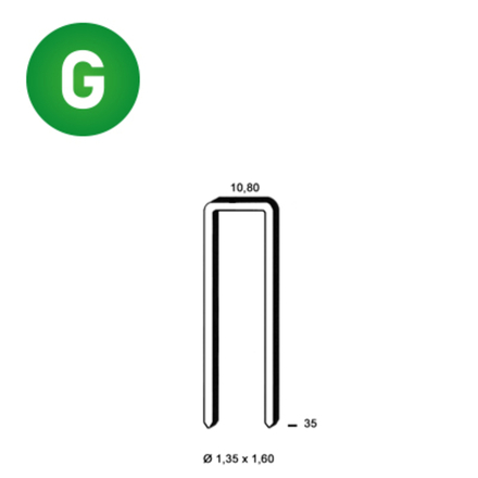 13900 AGRAFES L-35 GALVA RÉSINÉES - ASLAFIX - 6L-351