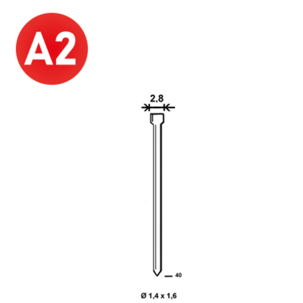 2500 Pointes fines BRADS N-40 INOX - ASLAFIX - 6N-409