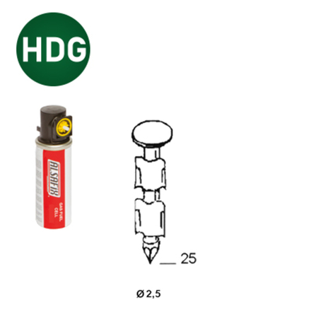 PACKS JDB 20° 25X25 ANNELÉES HDG - 2000 POINTES + 2 GAZ - ASLAFIX - P2025256