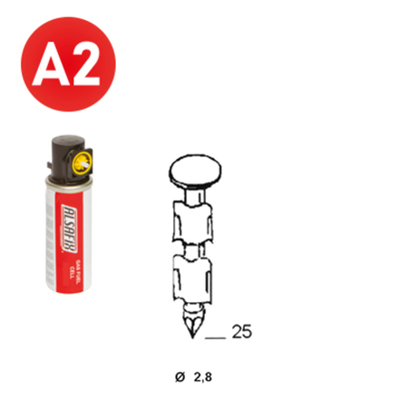 PACKS JDB 25° 28X25 ANNELÉES INOX - 2000 POINTES + 2 GAZ - ASLAFIX - P2528259