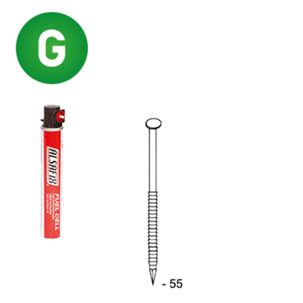 PACK 34° 2,8 X 55 ANNELÉE GALVANISÉE - 2200 POINTES + 2 GAZ - ASLAFIX - P3428556