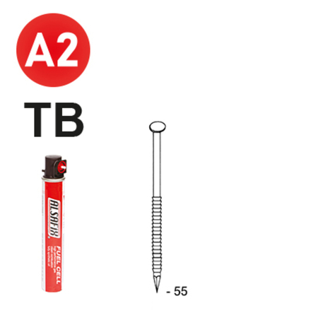 PACK 34° 2,8 X 55 ANNELÉE INOX TB - 2200 POINTES + 2 GAZ - ASLAFIX - P3428558