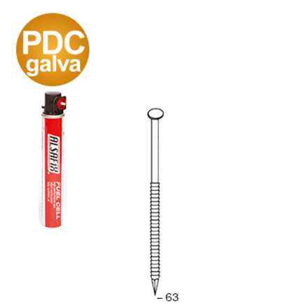 PACK 34° 28 X 63 ANNELÉE GALVANISÉE PDC - 2040 POINTES + 2 GAZ - ASLAFIX - P3428636DC