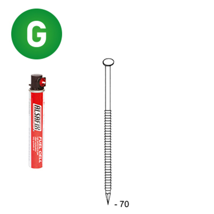 PACK 34° 2,8 X 70 ANNELÉE GALVANISÉE - 2200 POINTES + 2 GAZ - ASLAFIX - P3428706