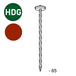 POINTE PARAPLUIE TORSADÉE GALVA 3,8X65 ROUGE - ASLAFIX - PA380657