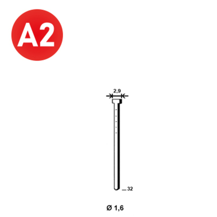 2000 Pointes fines BRADS 20°-16/32 INOX - ASLAFIX - PO62760