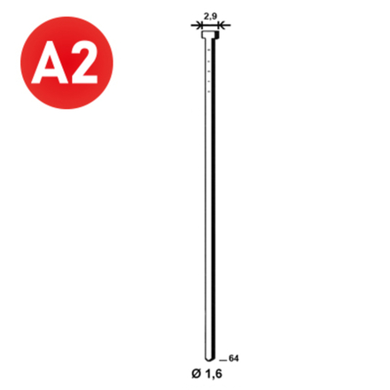 2000 Pointes fines BRADS 20°-16/64 INOX - ASLAFIX - PO62766