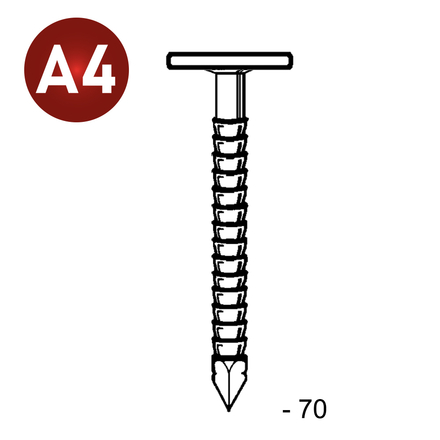 POINTES TÊTES EXTRA LARGE ANNELÉES INOX 3,1/3,4X70 - 1KG - ASLAFIX - TL310709