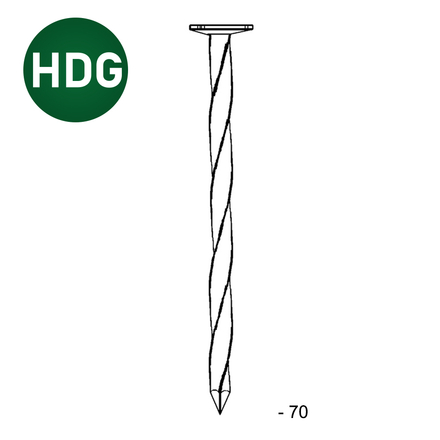Pointe tête plate carré-torsadée HDG 3,1X70 - 5 KG - ASLAFIX - TP310707