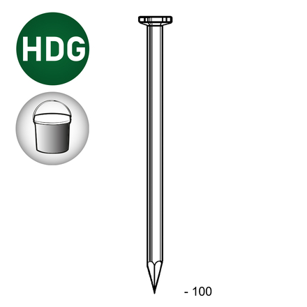 Pointe tête plate lisse HDG 4,5X100 EN SEAU DE 5 KG - ASLAFIX - TP451005S