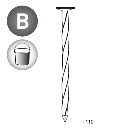 Pointe tête plate carré-torsadée 4,5X110 EN SEAU DE 5 KG - ASLAFIX - TP451104S