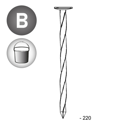 Pointe tête plate carré-torsadée 6,5X220 EN SEAU DE 5 KG - ASLAFIX - TP652204S