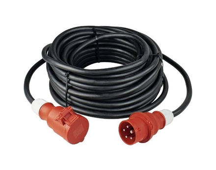 Rallonge triphasé 16 A noir AS SCHWABE 25 m H07RN-F 5G 2,5 mm² avec inverseur de phase - 60548