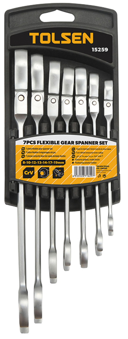 Kit 7 cles mixtes art. cliquet (15259) TOLSEN - 100131