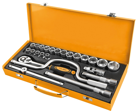 Coffret metal 24 pcs douilles 1/2'' (15141) TOLSEN - 100456