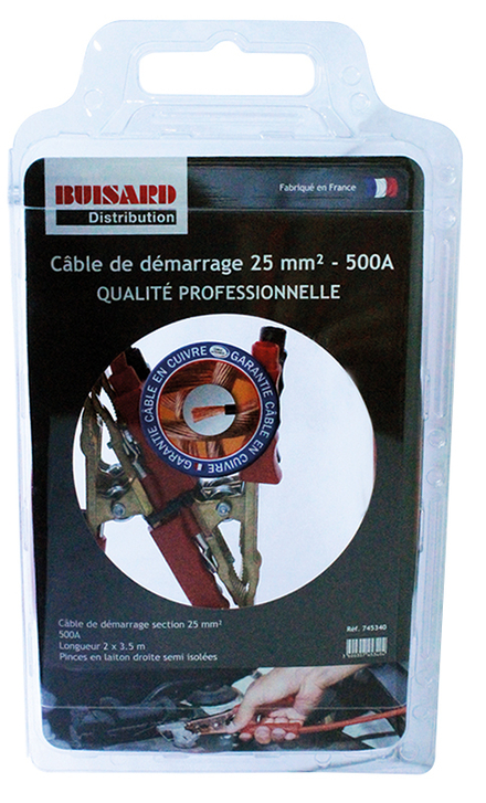 Jeu cable demarrage 500a 25mm2 lg.3.50m - 745340