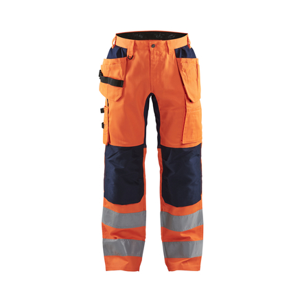 Pantalon artisan haute-visibilité +stretch Blåkläder 1552 Orange fluo/Marine Blaklader - 155218115389C
