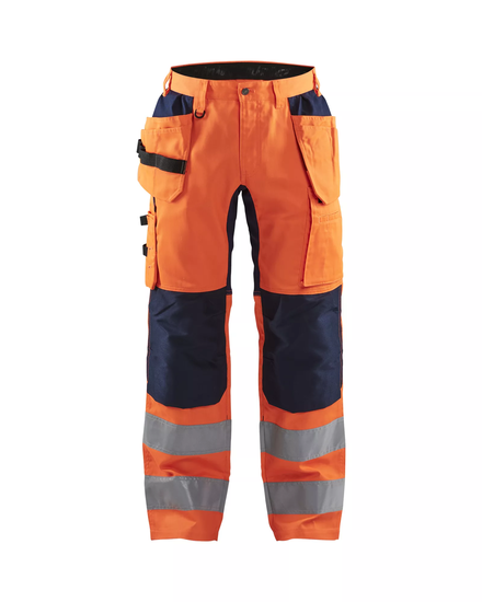 Pantalon artisan haute-visibilité +stretch Blåkläder 1552 Orange fluo/Marine Blaklader - 155218115389C