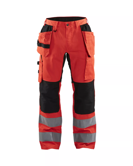 Pantalon artisan haute-visibilité +stretch Blåkläder 1552 Rouge fluo/Noir Blaklader - 155218115599C