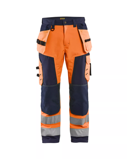 Pantalon artisan softshell haute-visibilité Blåkläder 1567 Orange fluo/Marine Blaklader - 156725175389C