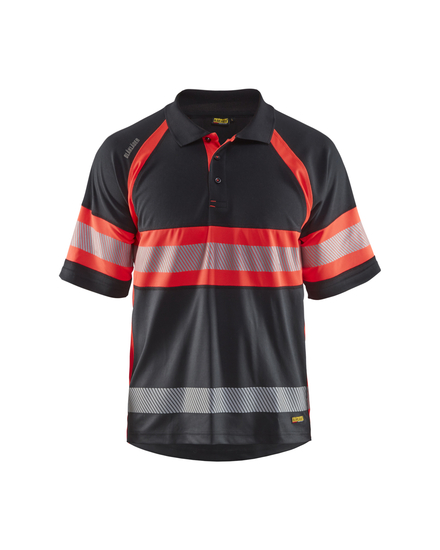 Polo haute-visibilité anti-UV Blåkläder 3338 Noir/Rouge fluo Blaklader - 333810519955
