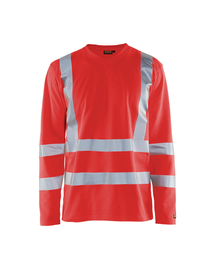 T-shirt manches longues col V haute-visibilité anti-UV Blåkläder 3381 Rouge fluo Blaklader - 338110705500