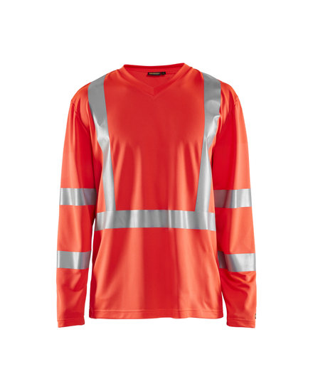 T-shirt manches longues col V haute visibilité anti-UV anti-odeur Blåkläder 3383 Rouge fluo Blaklader - 338310115500