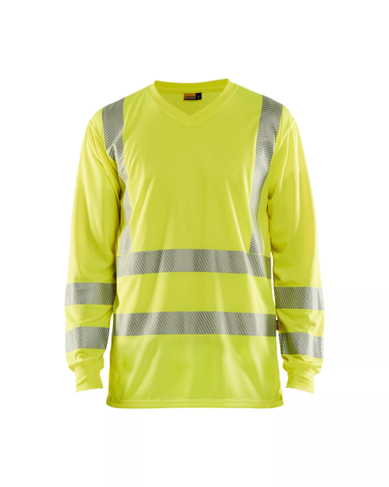 T-shirt manches longues col V haute-visibilité anti-UV Blåkläder 3385 Jaune fluo Blaklader - 338510133300