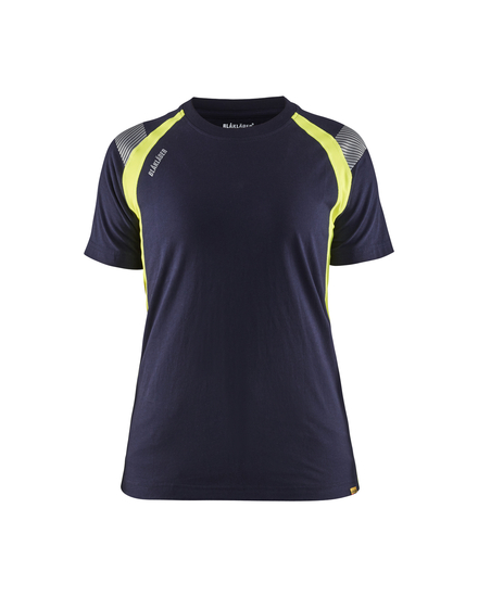 T-shirt détails fluo femme Blåkläder 3402 Marine/Jaune fluo Blaklader - 340210308833