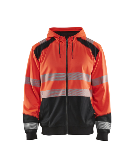 Sweat zippé à capuche haute-visibilité Blåkläder 3546 Rouge fluo/Noir Blaklader - 354625285599