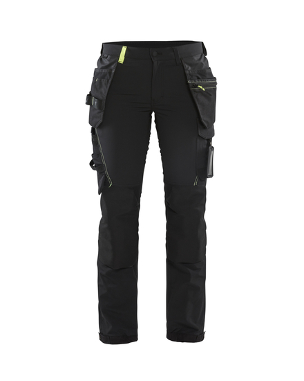Pantalon artisan stretch 4D femme Blåkläder 7192 Noir/Jaune fluo Blaklader - 719216459933C