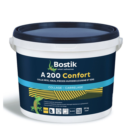 Adhésif en pâte pêt à l'emploi A200 confort - Blanc 25 kg - BOSTIK - 30604263
