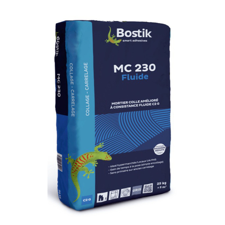 Mortier colle amélioré fluide MC 230 Fluide - gris - 25 kg - BOSTIK - 30604275