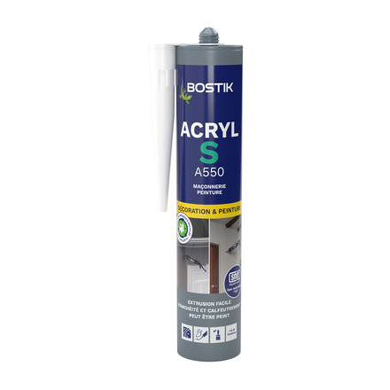 Mastic acrylique ACRYL S - blanc 310 ml - Lot de 12 - BOSTIK - 30613629