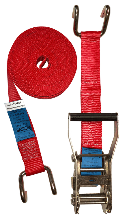 Sangle 2 parties plateau largeur 45 mm long 9 mètres fer n° 1 ecarté LC 1500 rouge BASIC Line - ABAE19