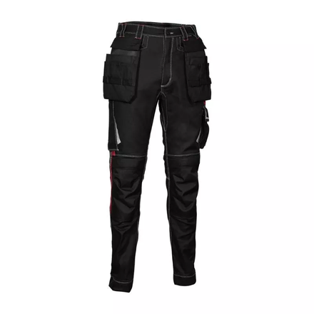 Pantalon Multipoche GONDOMAR noir/rouge - Jambes longues - COFRA - V486-0-05