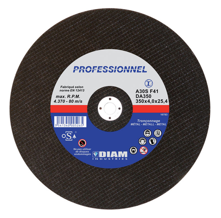 DISQUE ABRASIF ACIER Ø350 X 4 X 20 DIAM INDUSTRIE - DA350/20