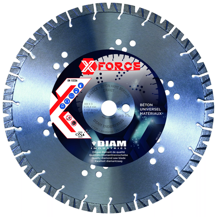 DISQUE À GRAINS DIAMANT ALIGNÉS 9 SEGMENTS ALÉSAGE 22,2 DIAM INDUSTRIES - X-FORCE125/22