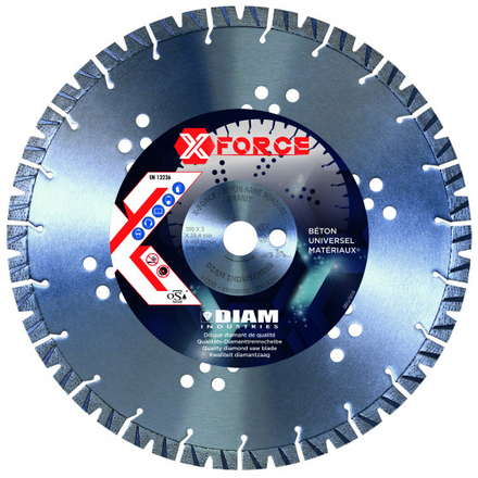 DISQUE À GRAINS DIAMANT ALIGNÉS 19 SEGMENTS ALÉSAGE 25,4 DIAM INDUSTRIES - X-FORCE300/25