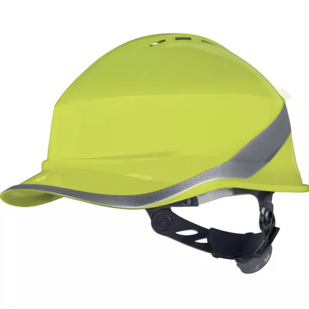 Casque de chantier jaune ventilé forme casquette baseball - serrage rotor DELTA PLUS - D020DIAM6WTRJA0