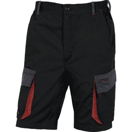 BERMUDA DE TRAVAIL DELTA PLUS NOIR ET ROUGE D-MACH POLYESTER COTON - DMBERNR0